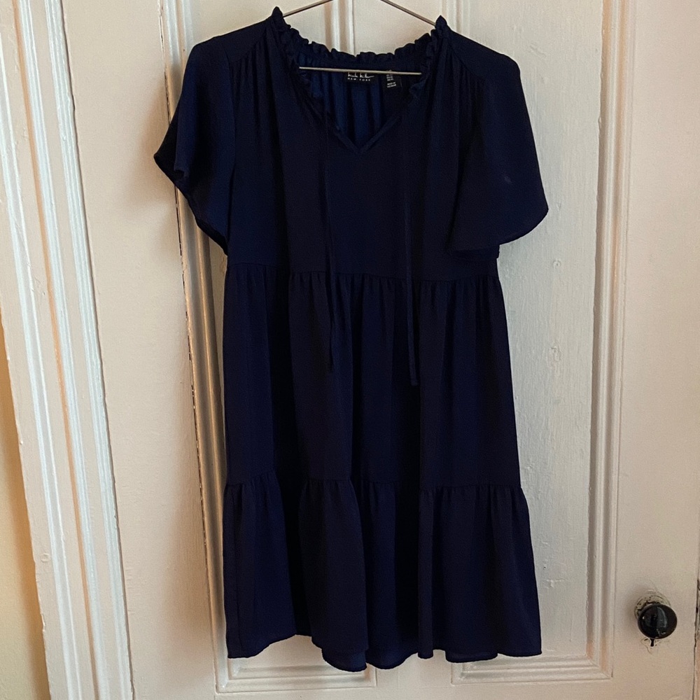 Elegant Navy Ruffle Dress